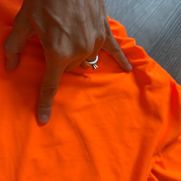 Neon Orange Halter Mini Dress Bodycon Ruched Bright Party Medium - Picture 11 of 12